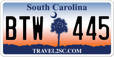 SC license plate BTW445