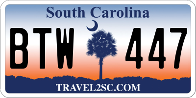 SC license plate BTW447