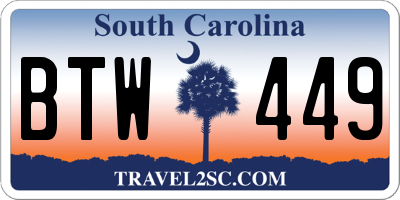 SC license plate BTW449