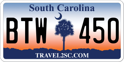 SC license plate BTW450