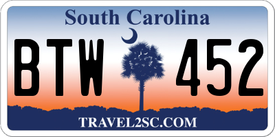 SC license plate BTW452