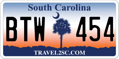 SC license plate BTW454