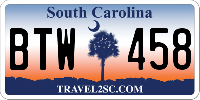 SC license plate BTW458