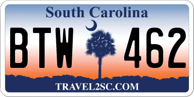SC license plate BTW462