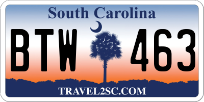 SC license plate BTW463
