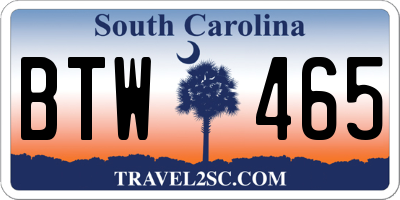 SC license plate BTW465