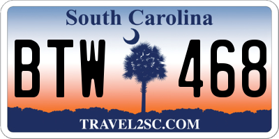 SC license plate BTW468