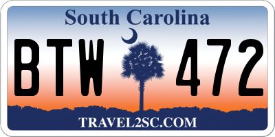 SC license plate BTW472
