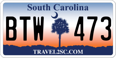 SC license plate BTW473