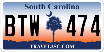 SC license plate BTW474