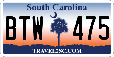 SC license plate BTW475