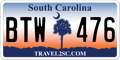 SC license plate BTW476