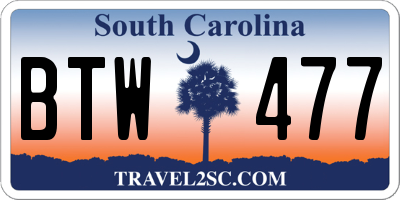 SC license plate BTW477