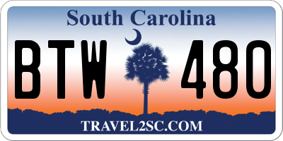 SC license plate BTW480