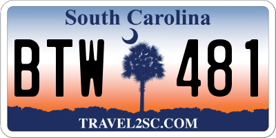 SC license plate BTW481