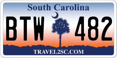 SC license plate BTW482