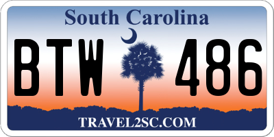 SC license plate BTW486
