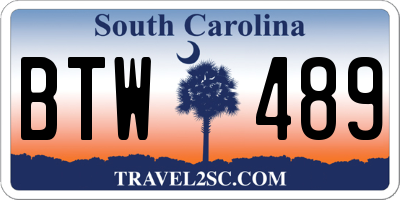 SC license plate BTW489