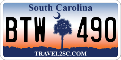 SC license plate BTW490