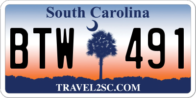 SC license plate BTW491