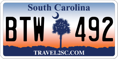 SC license plate BTW492