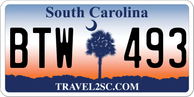 SC license plate BTW493