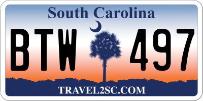 SC license plate BTW497