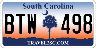 SC license plate BTW498