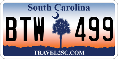 SC license plate BTW499