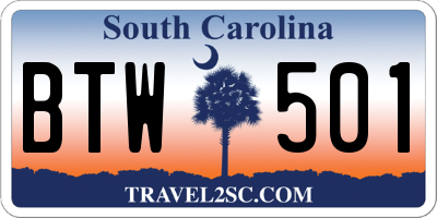 SC license plate BTW501
