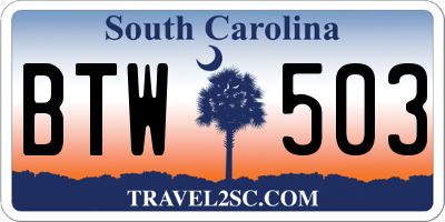 SC license plate BTW503