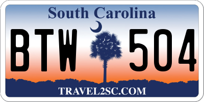 SC license plate BTW504