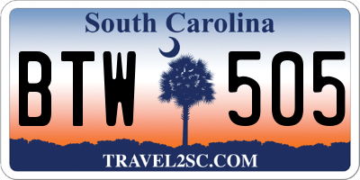 SC license plate BTW505