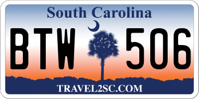 SC license plate BTW506