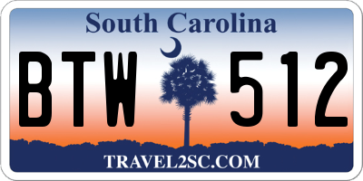 SC license plate BTW512