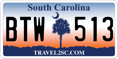 SC license plate BTW513