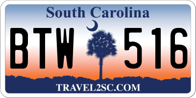 SC license plate BTW516