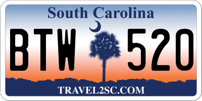 SC license plate BTW520