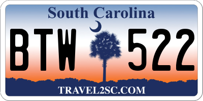 SC license plate BTW522