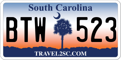 SC license plate BTW523