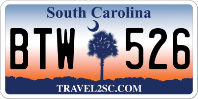 SC license plate BTW526