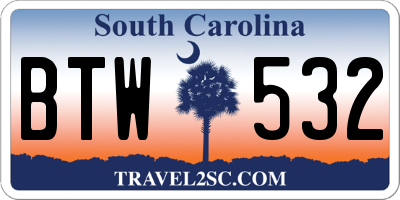 SC license plate BTW532