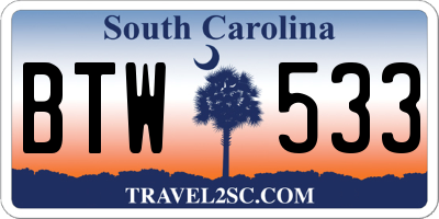 SC license plate BTW533