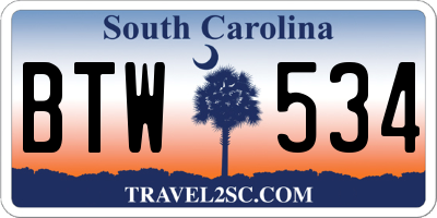 SC license plate BTW534