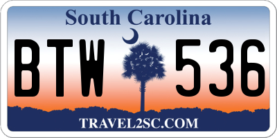 SC license plate BTW536