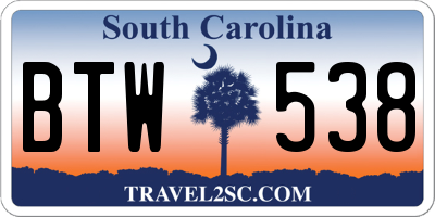 SC license plate BTW538