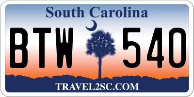 SC license plate BTW540