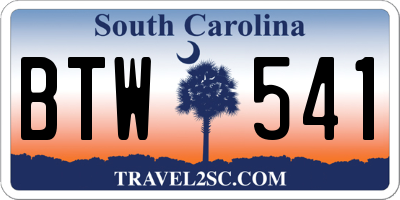 SC license plate BTW541