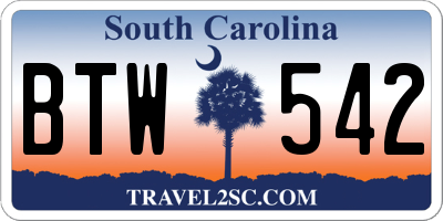 SC license plate BTW542