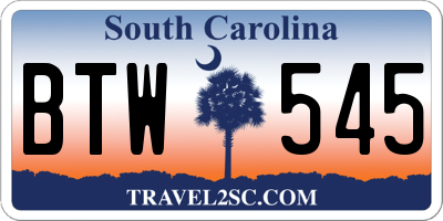 SC license plate BTW545